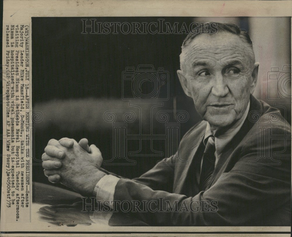 1973 Press Photo Senator Mike Mansfield Ambassador Dem. - Historic Images