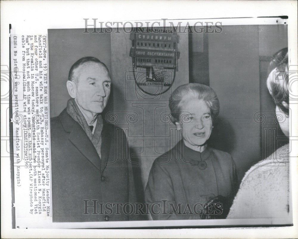 1965 Press Photo Mike Mansfield U.S. Embassy Alexei - Historic Images