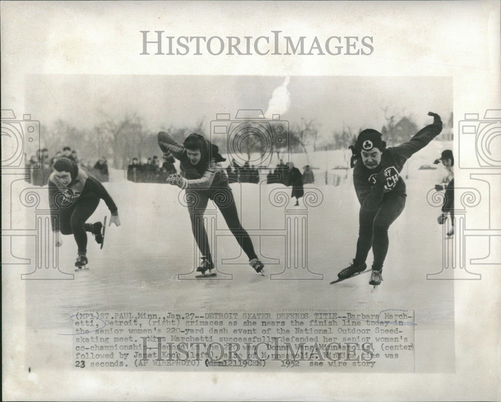 1952 Press Photo Barbara Marchetti speed skating title - Historic Images