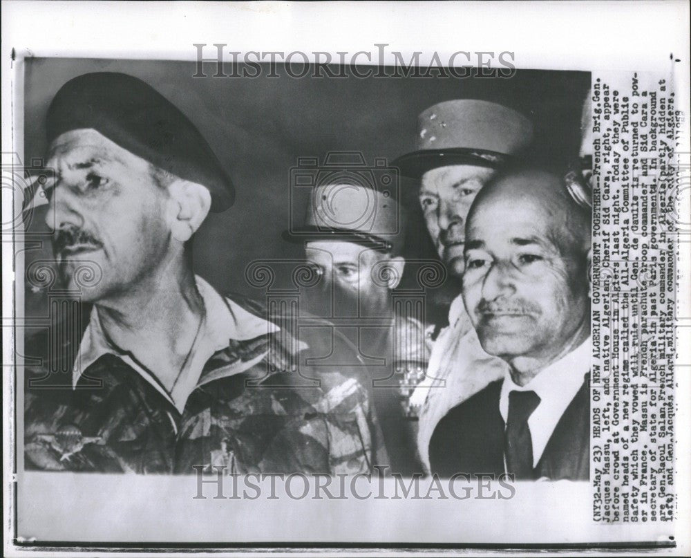 1958 Press Photo jacques massu cherif sid cara - Historic Images