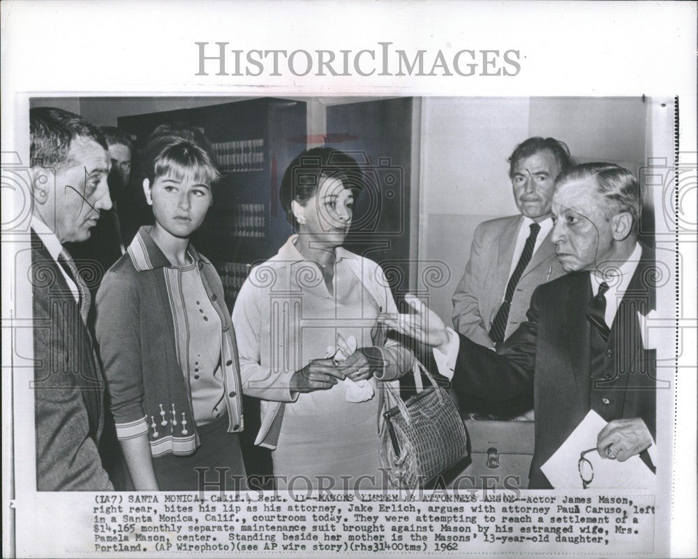 1962 Press Photo James Mason Jake Erlich Paul Caruso Historic Images