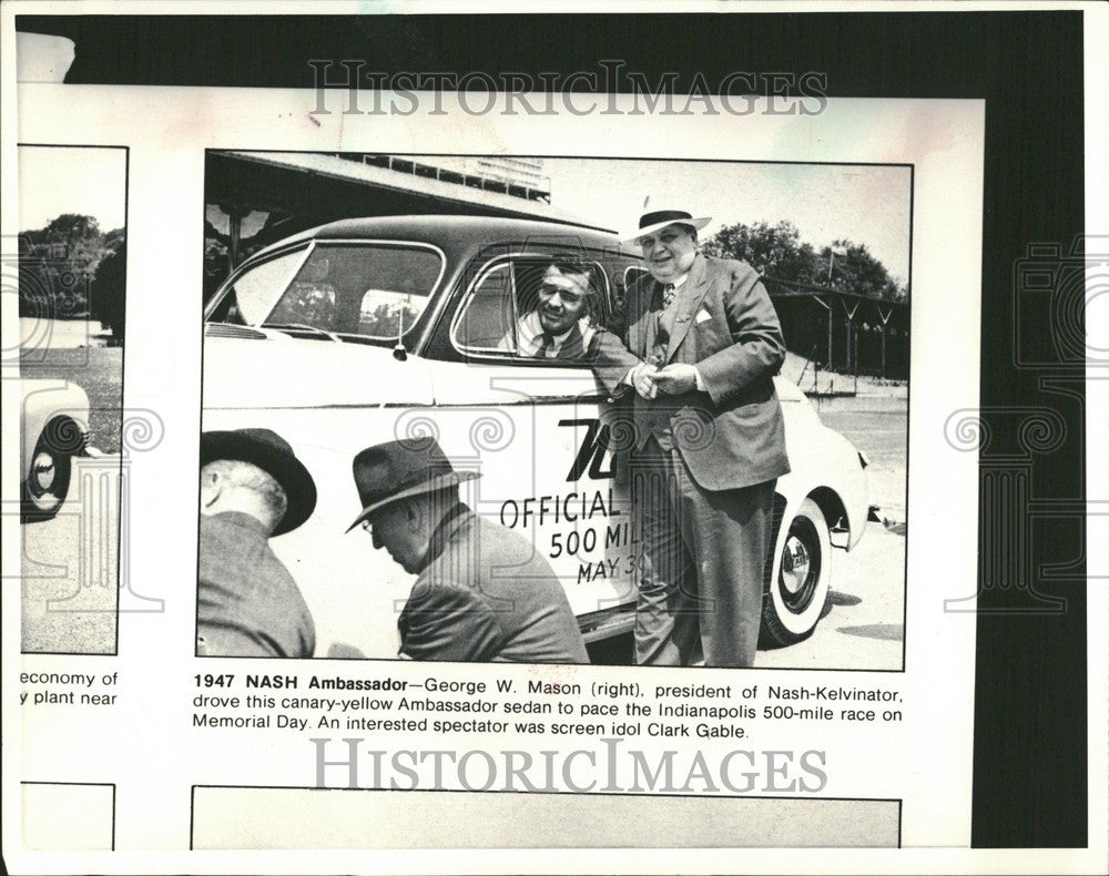 1987 Press Photo George W Mason Clark Gable Indy 500 - Historic Images