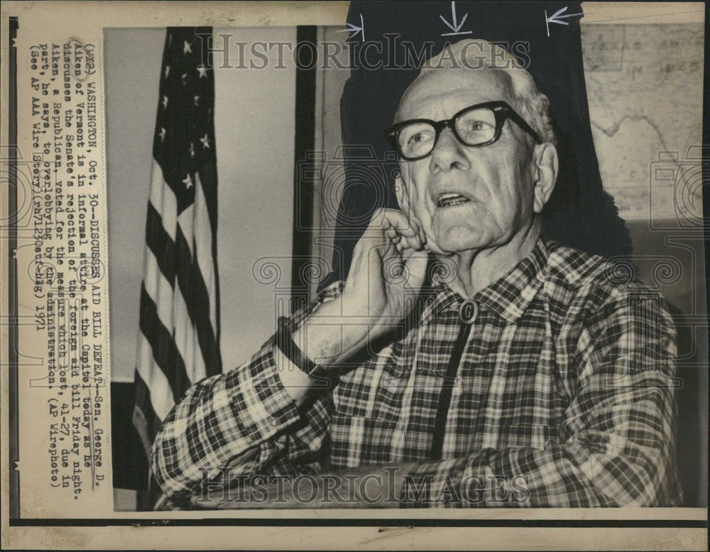 1971 Press Photo Senator George David Aiken Republican - Historic Images