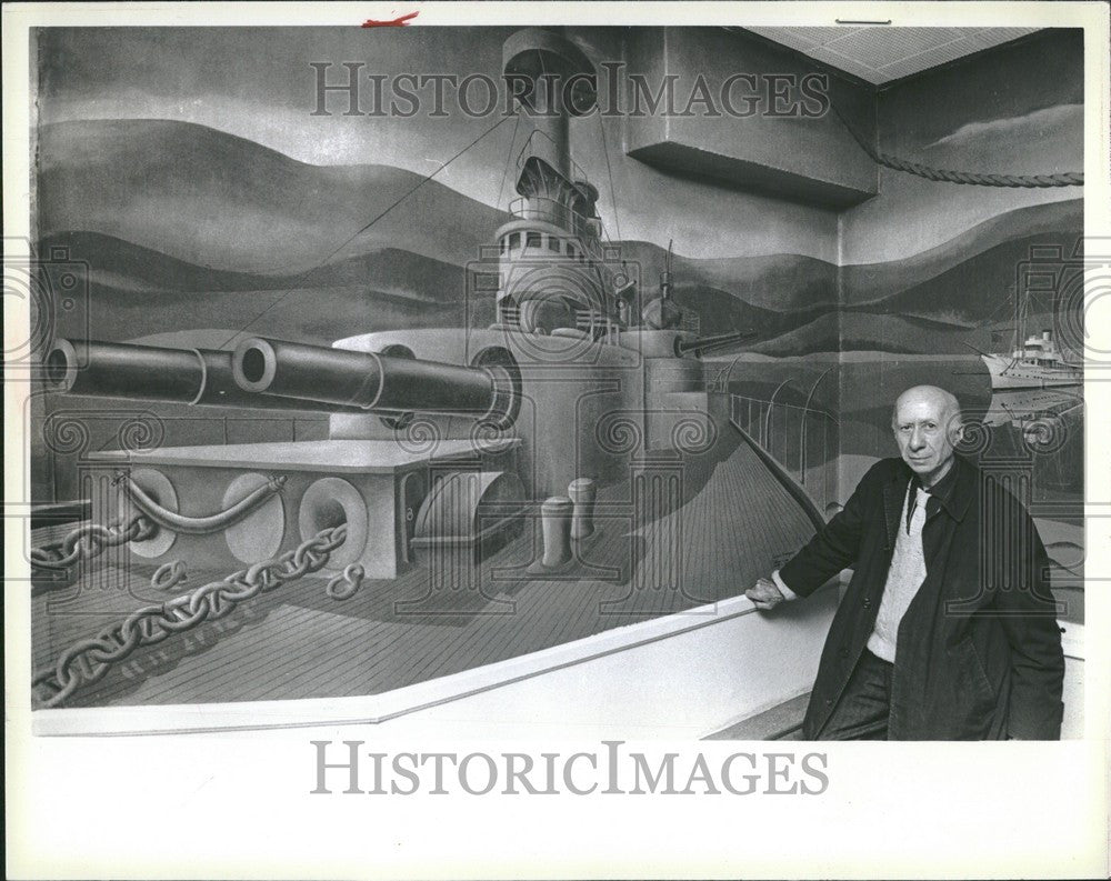 1979 Press Photo Edgard Yeager brodhead mural - Historic Images