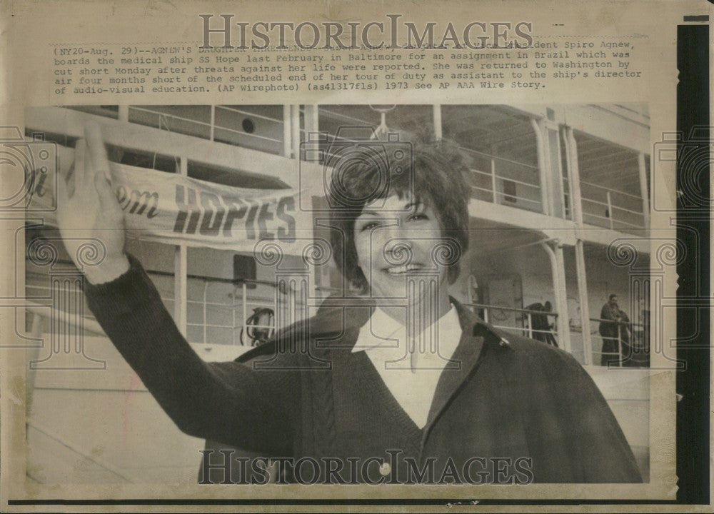 1973 Press Photo Susan Agnew VP daughter SS Hope - Historic Images