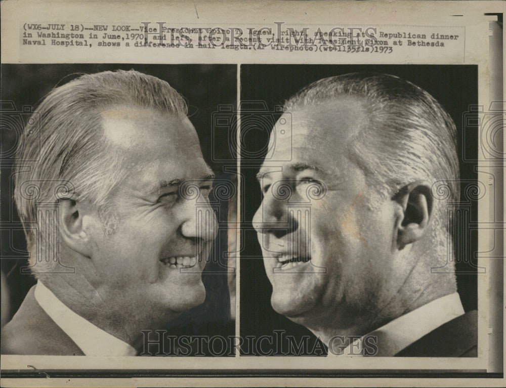 1973 Press Photo Spiro T Agnew Vice President Hair Cut - Historic Images