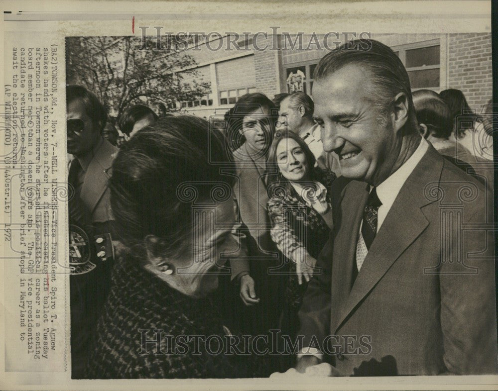 1972 Press Photo Spiro T. Agnew Towson Candidate - Historic Images