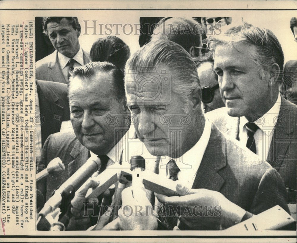 1970 Press Photo Spiro Agnew Richard Roudebush campaign - Historic Images