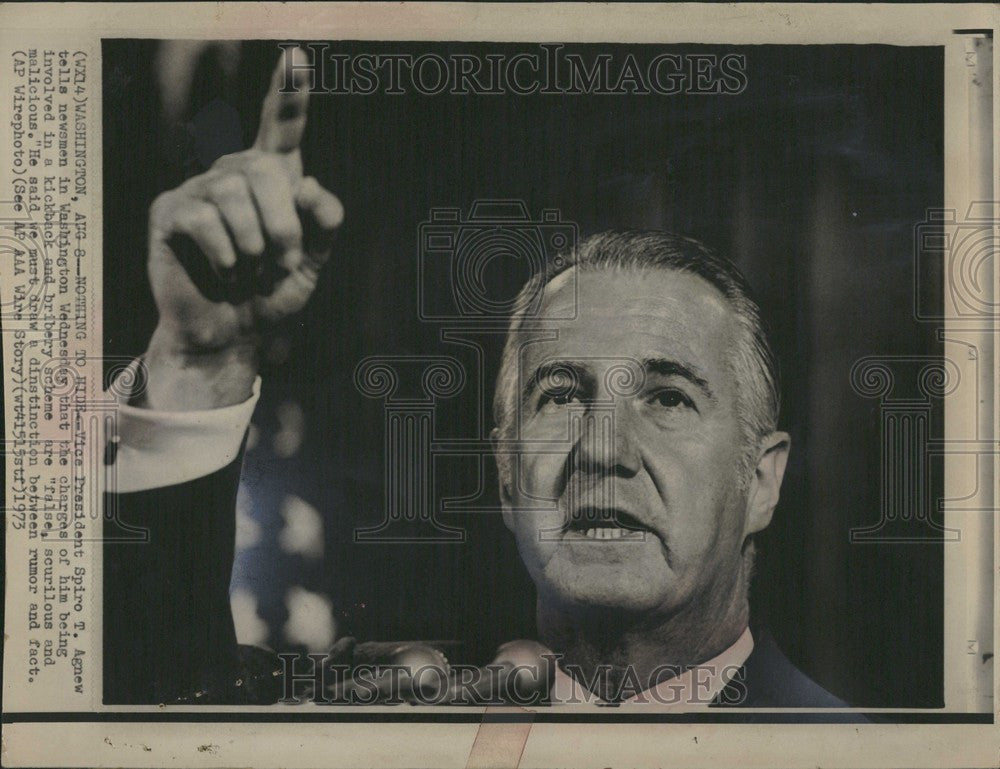 1973 Press Photo Spiro Agnew Vice President Bribery - Historic Images