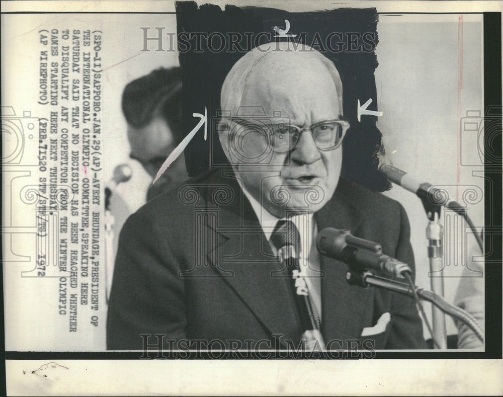 1973 Press Photo Avery Brundage Olympic Committee - Historic Images