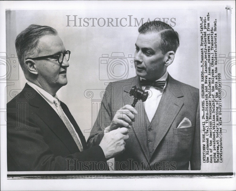 1958 Press Photo publisher D. Tennant Bryan - Historic Images