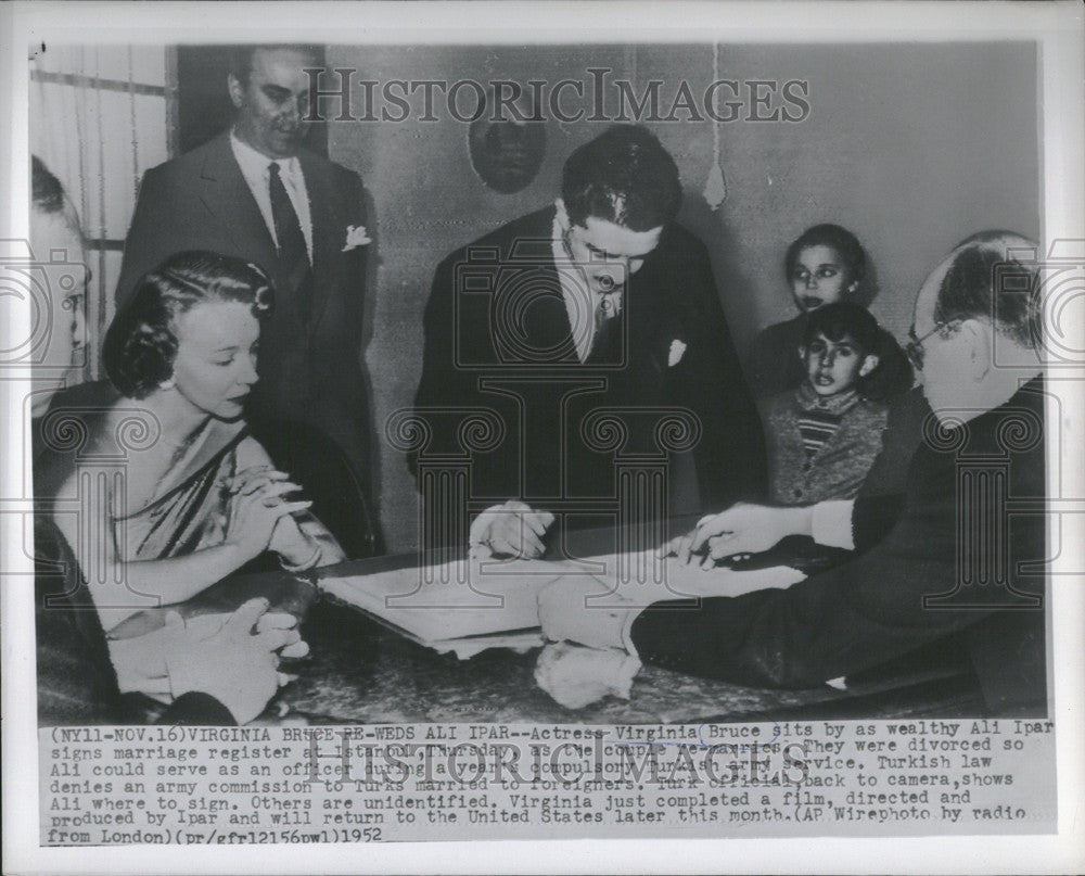 1952 Press Photo ALI IPAR VIRGINIA BRUCE RE-WED - Historic Images