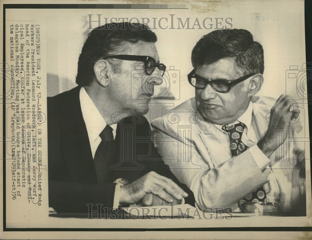 1976 Press Photo Jerry Wurf Labor Caucus Democrats - Historic Images