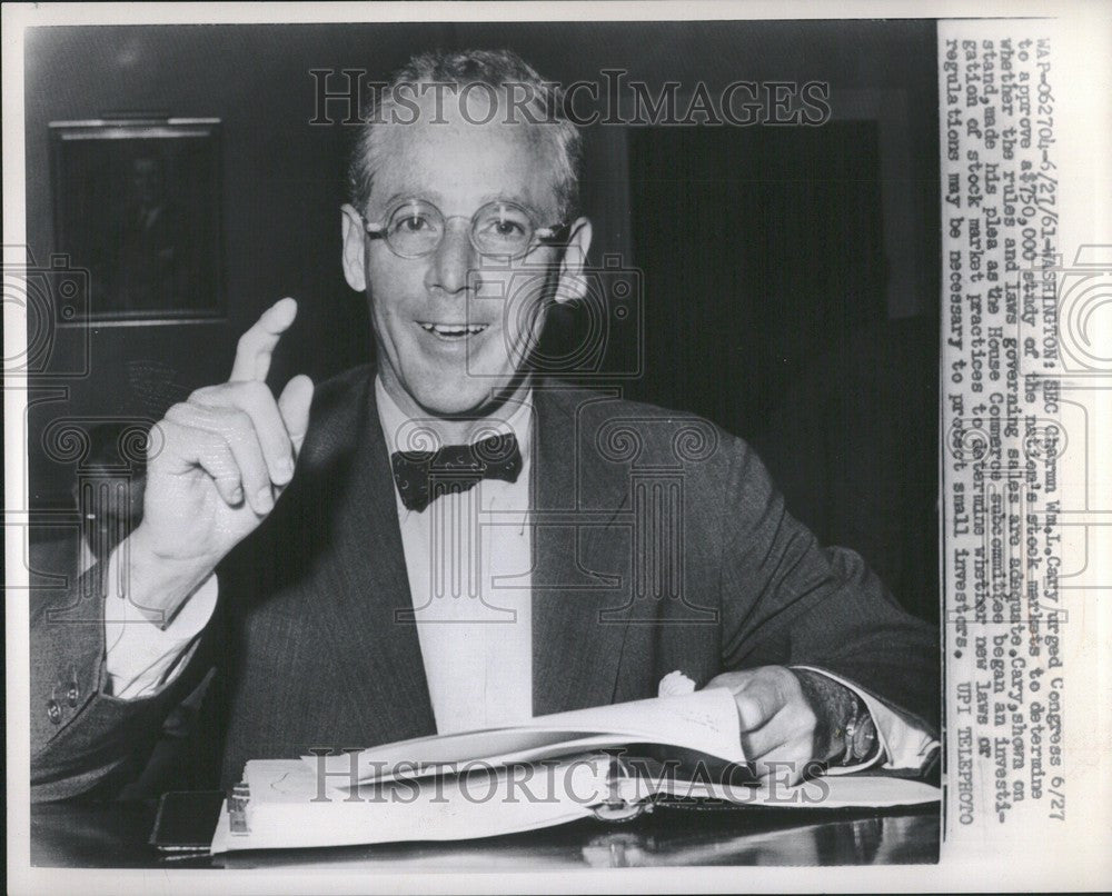 1961 Press Photo william cary chairman u.s - Historic Images