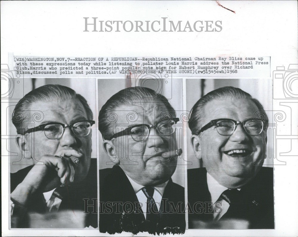 1968 Press Photo Republican Chairman Ray Bliss pollster - Historic Images