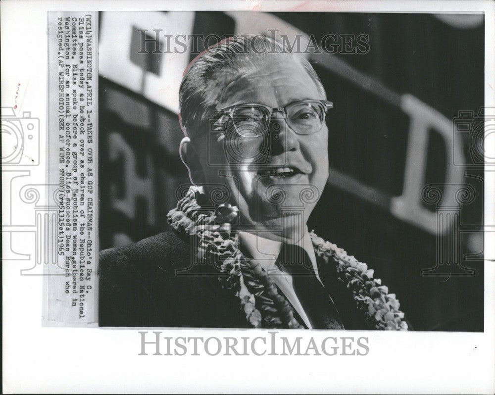 1965 Press Photo Ray C Bliss Republican Committee GOP - Historic Images