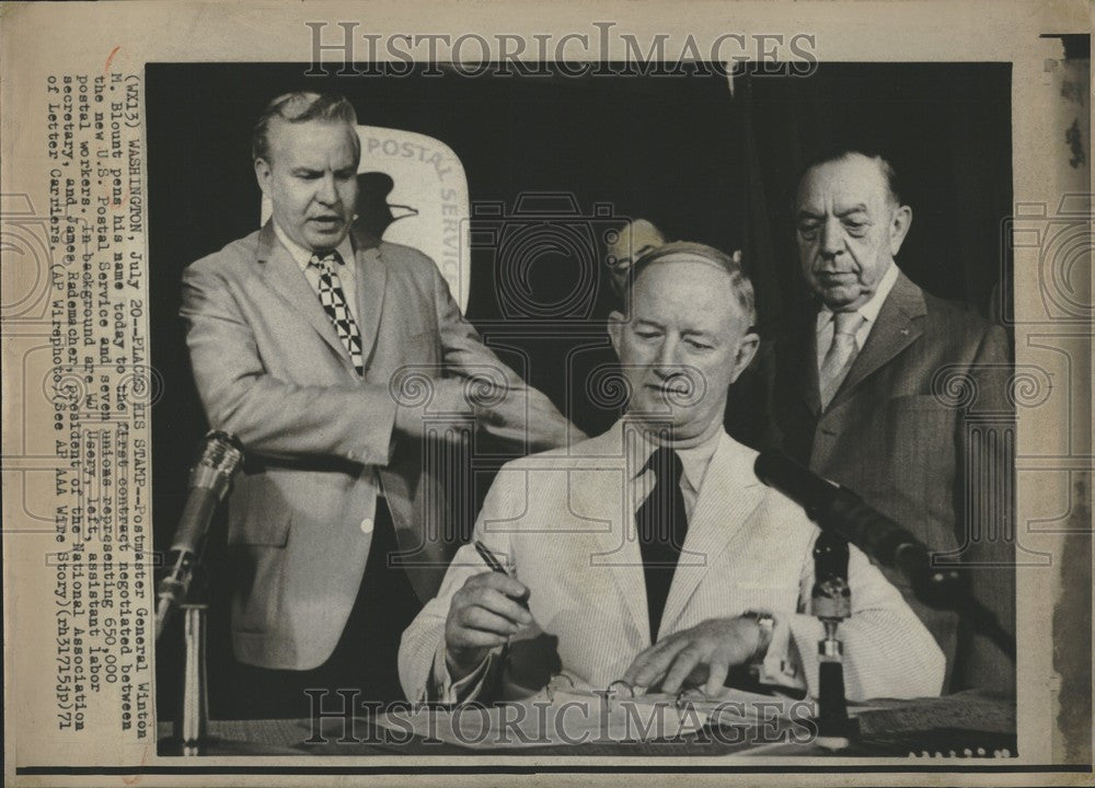 1971 Press Photo Winton M Blount W J Usery J Radmacher - Historic Images