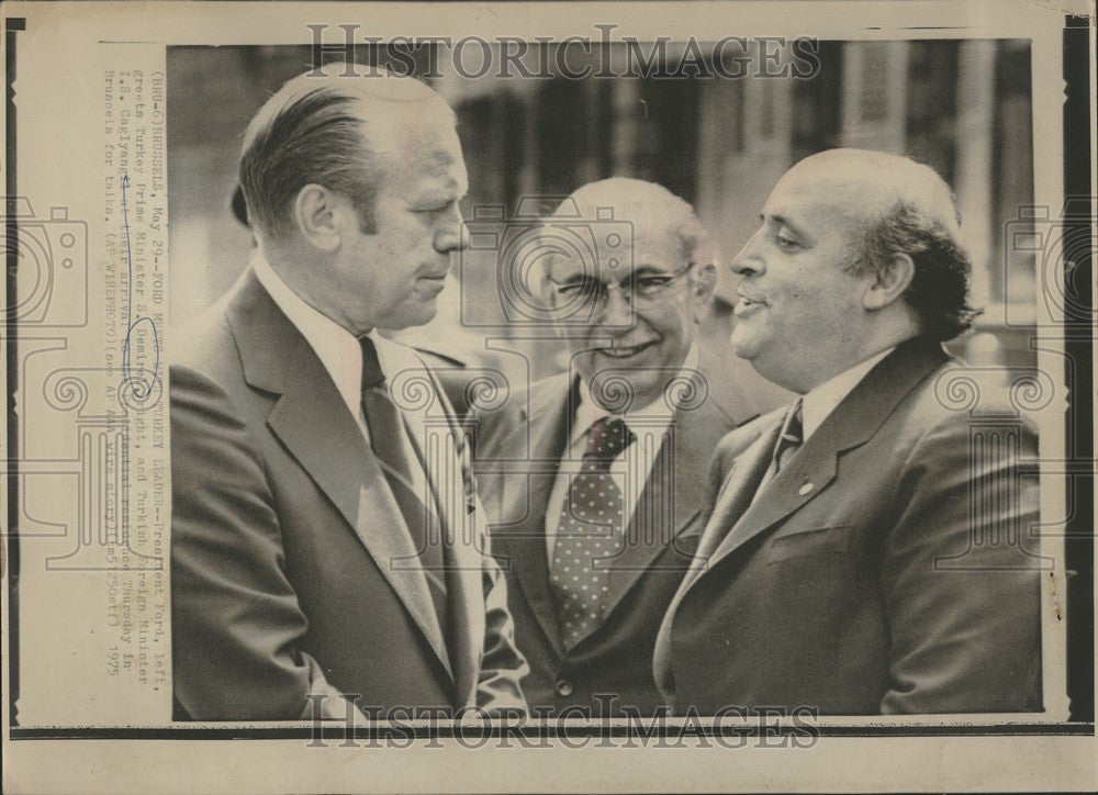 1975 Press Photo US President Ford Demirel Caglyangil - Historic Images