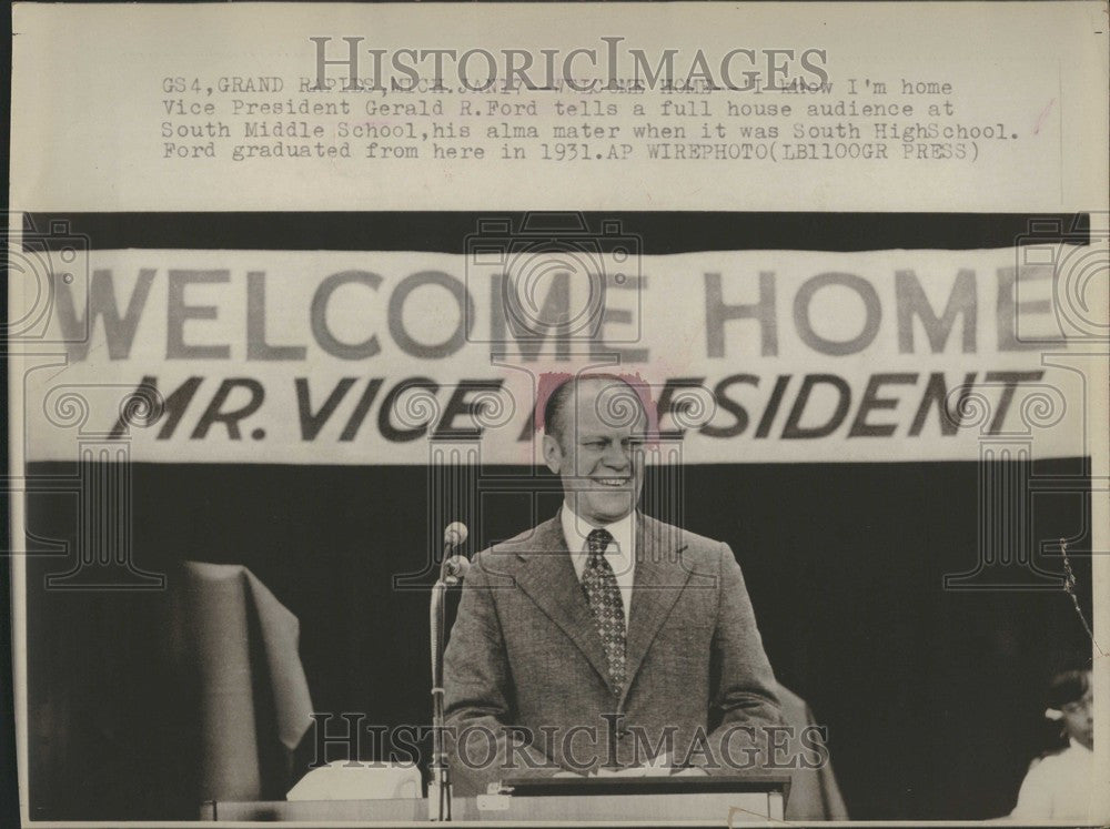 1974 Press Photo Gerald Ford South Middle School - Historic Images