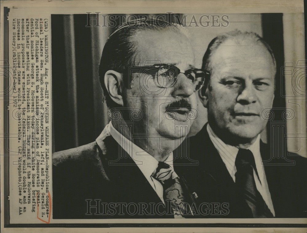 1972 Press Photo Hugh Scott Gerald R. Ford White House - Historic Images