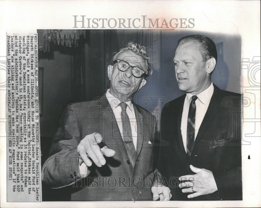 1965 Press Photo Everett Dirksen Gerald Ford politics - Historic Images