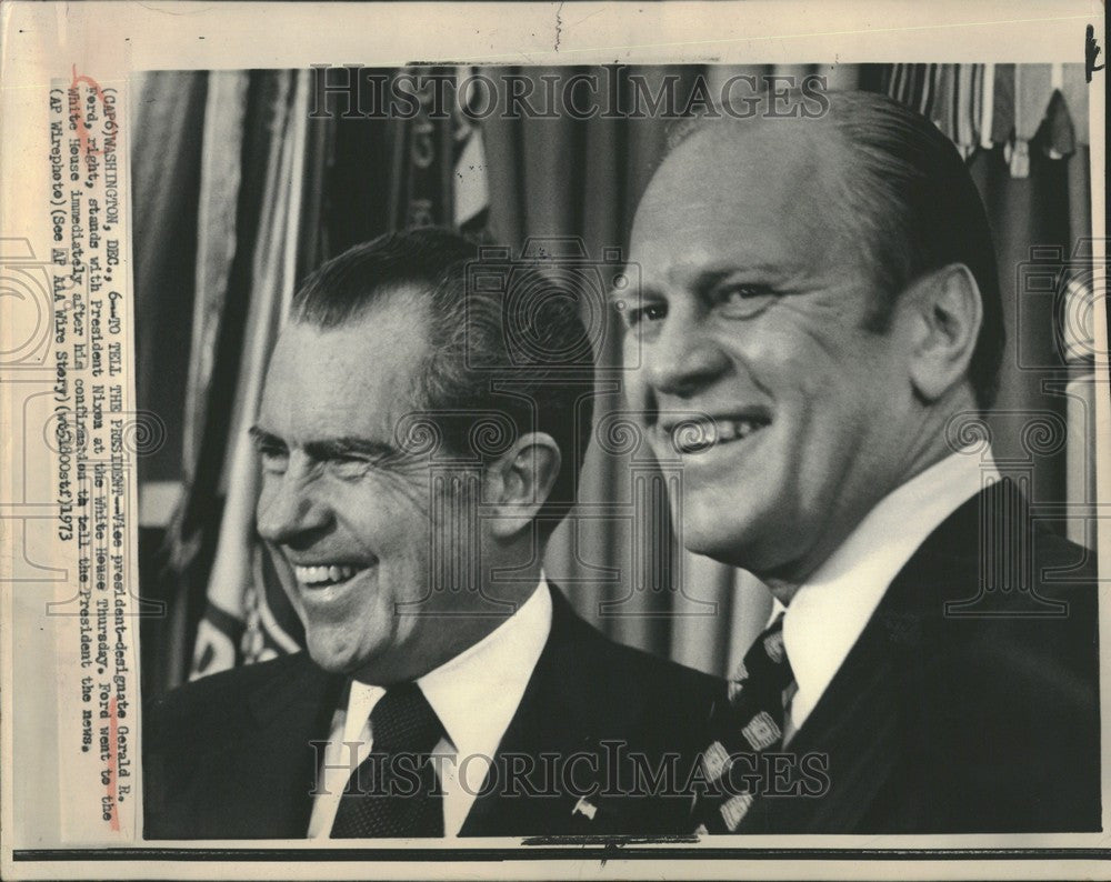 1973 Press Photo Gerald Ford Richard Nixon White House - Historic Images