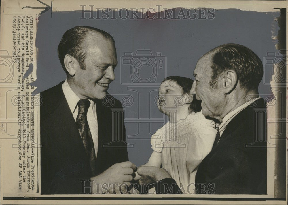 1973 Press Photo Gerald Ford Strom Thurmond Nancy - Historic Images