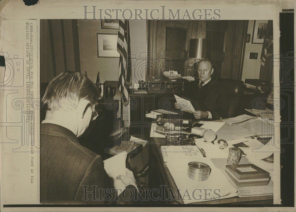 1973 Press Photo President Gerald Ford Capitol office - Historic Images