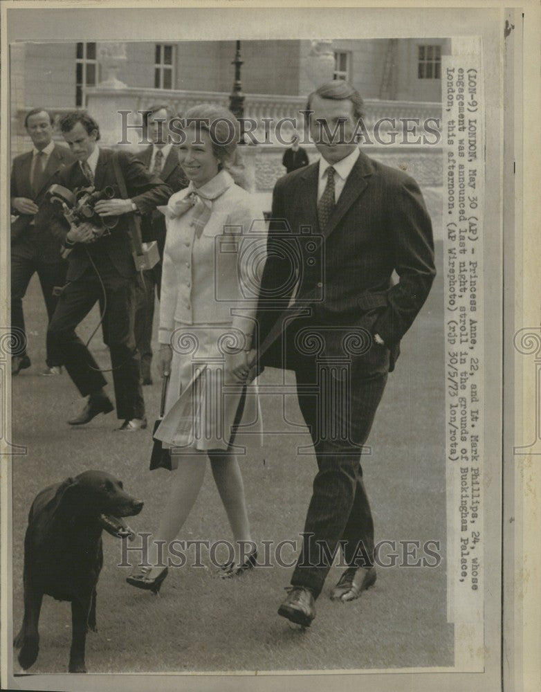 1973 Press Photo Princess Anne Lt Mark Phillips Engaged - Historic Images