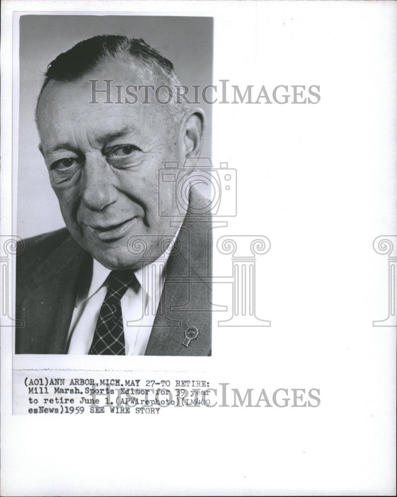 1959 Press Photo Mill Marsh sports editor retires - Historic Images