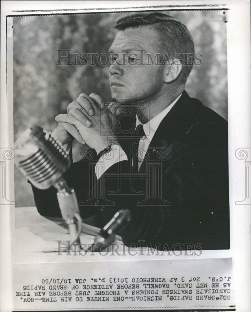 1960 Press Photo John B Swainson Michigan gov candidate - Historic Images