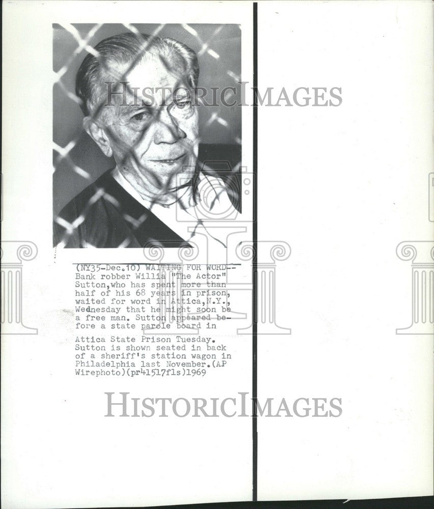 1969 Press Photo bank robber Willia Sutton parole board - Historic Images