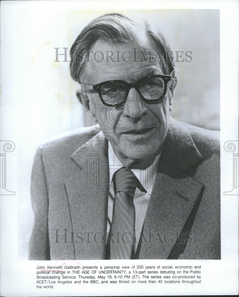 1985 Press Photo John Kenneth Galbraith economist - Historic Images