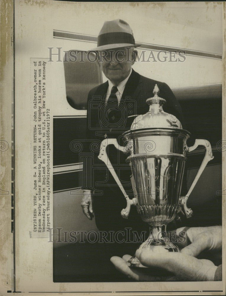 1972 Press Photo John Galbreath Darby Dan Farm racing - Historic Images