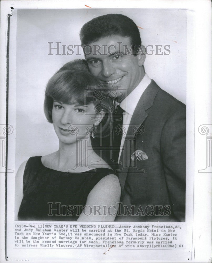 1961 Press Photo Anthony Franciossa marries  Balaban - Historic Images