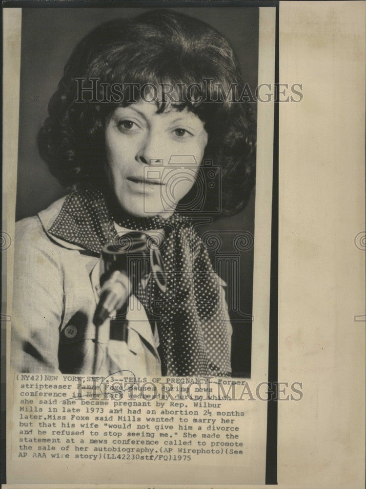 1975 Press Photo Fanne Foxe Tidal Basin stripper dancer - Historic Images