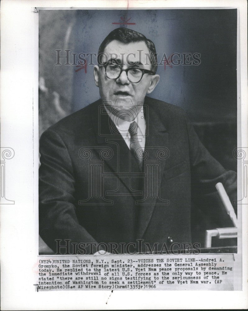 1966 Press Photo Andrei A. Gromyko Foreign Minister - Historic Images