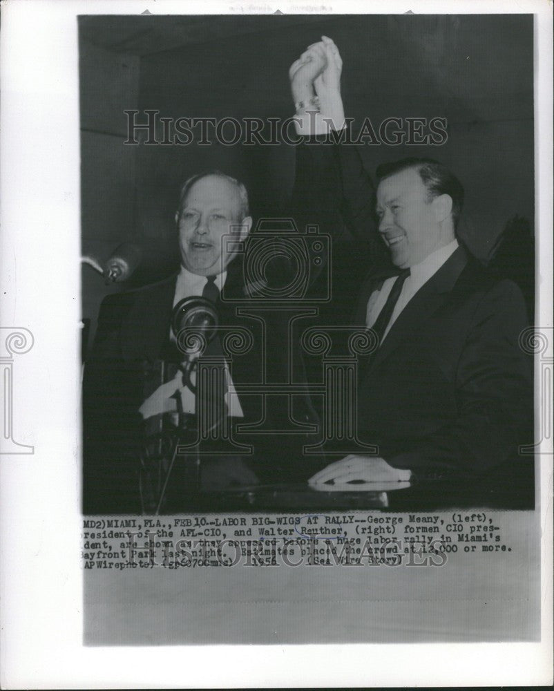 1956 Press Photo George Meany AFL-CIO Walter Rauther - Historic Images