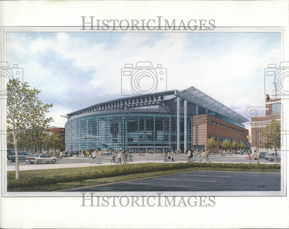 1995 Press Photo Arena Grand Rapids Michigan Drawing - Historic Images