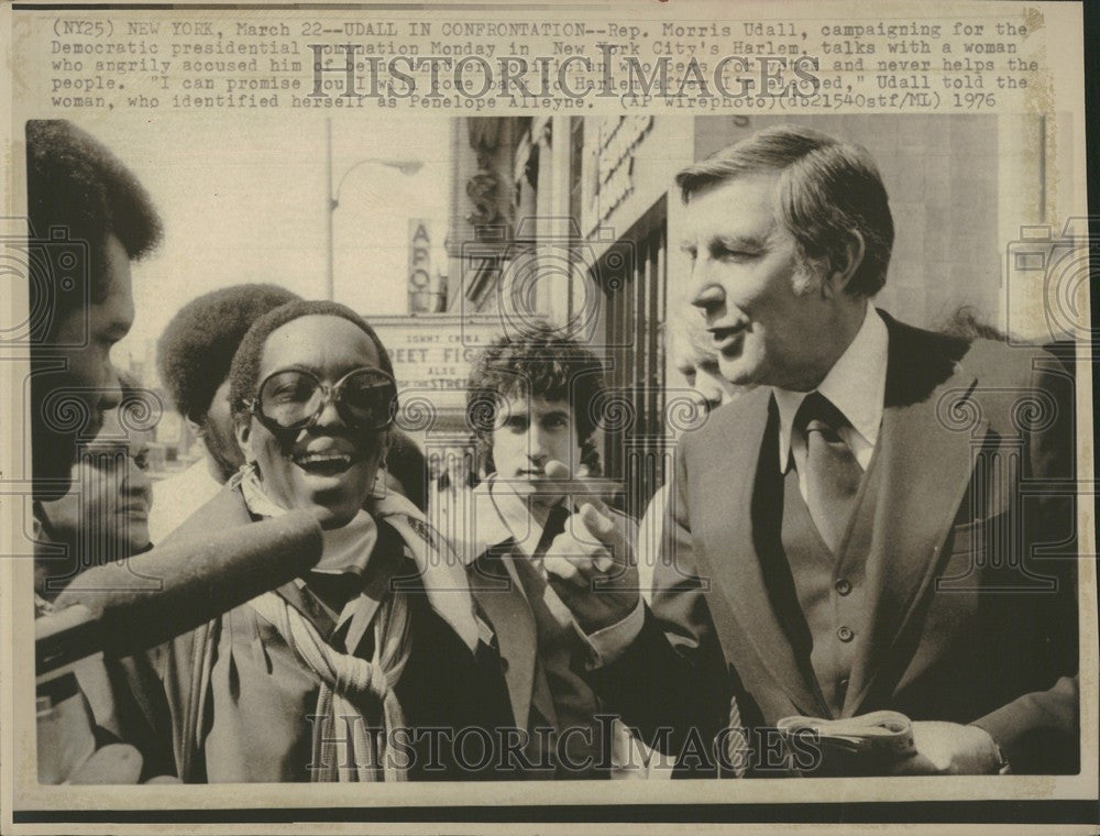 1976 Press Photo Morris Udall Penelope Alleyne Harlem - Historic Images