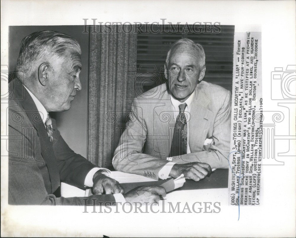 1952 Press Photo Millard Tydings Senator Maryland - Historic Images