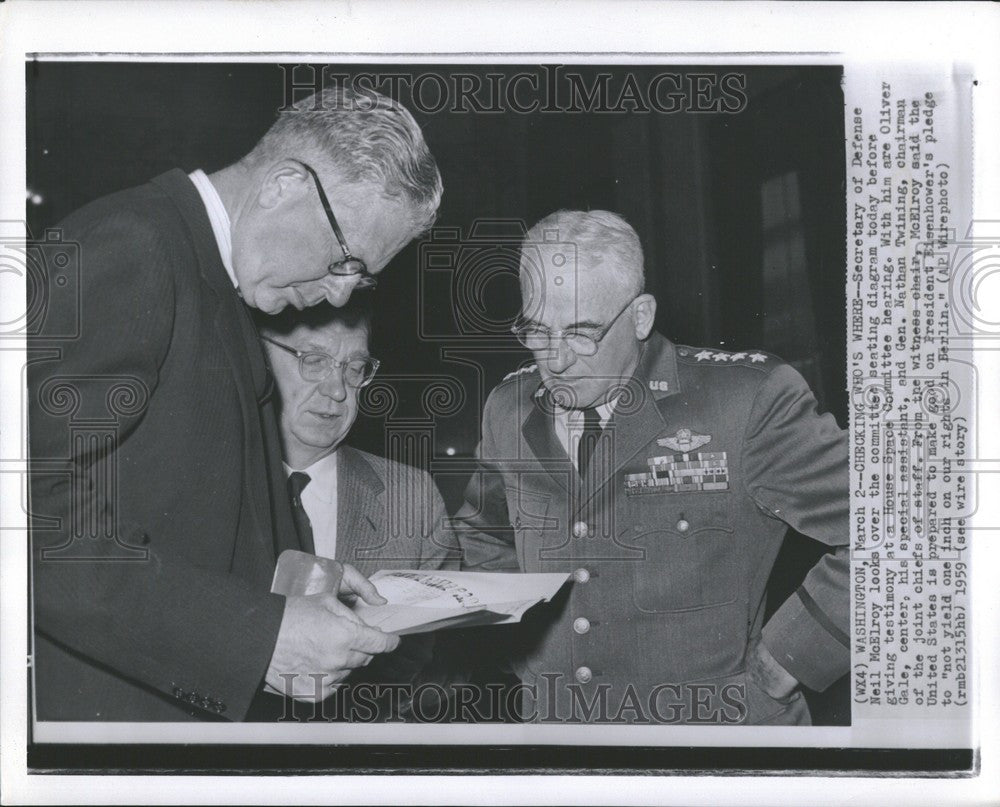 1959 Press Photo dean mcelroy secretary of defense - Historic Images