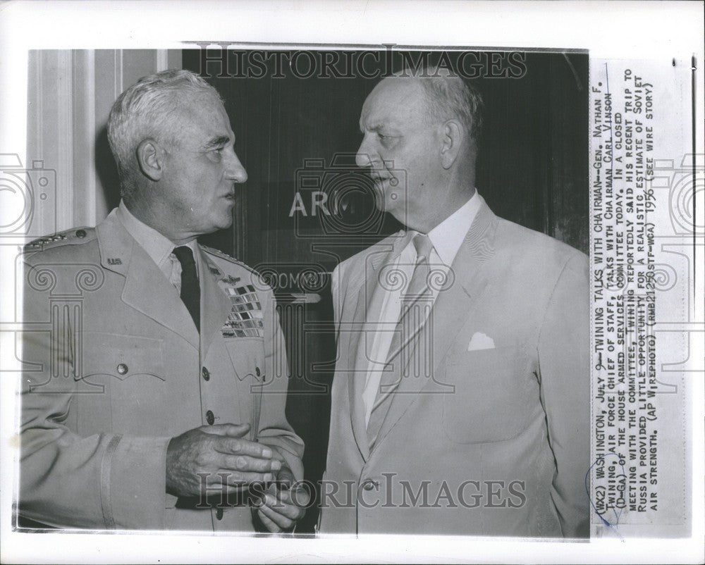 1956 Press Photo Carl Vinson Air Force Nathan Twining - Historic Images