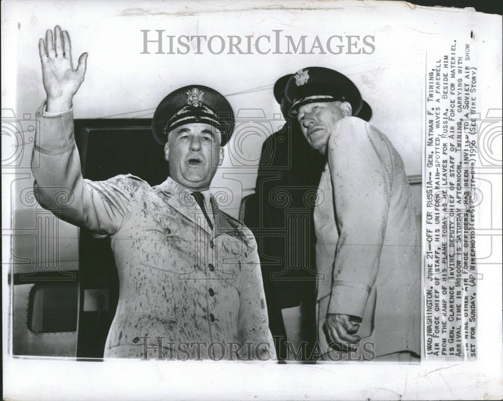 1956 Press Photo Gen.Nathan F Twining leaves for Russia - Historic Images