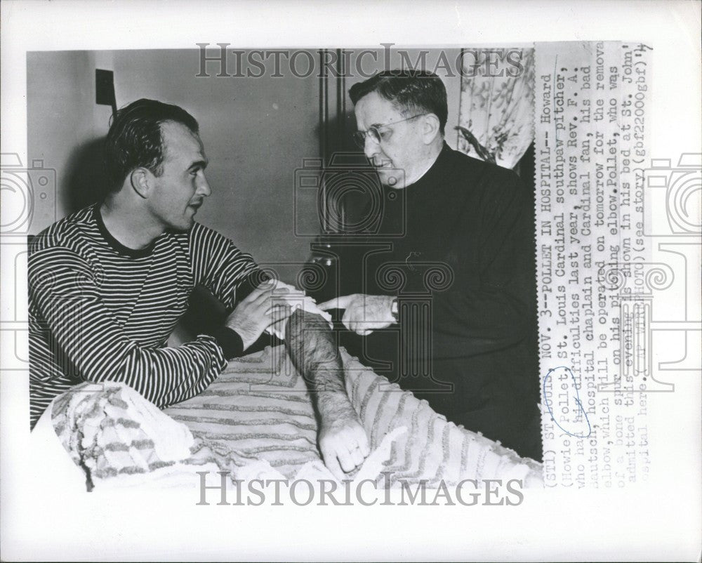 1947 Press Photo Howard Follet pitcher elbow bone - Historic Images