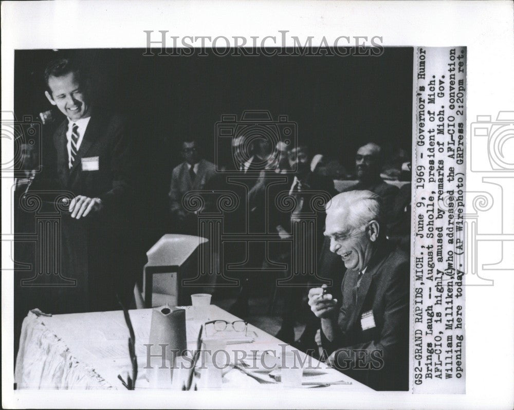 1969 Press Photo August Scholle William Milliken union - Historic Images