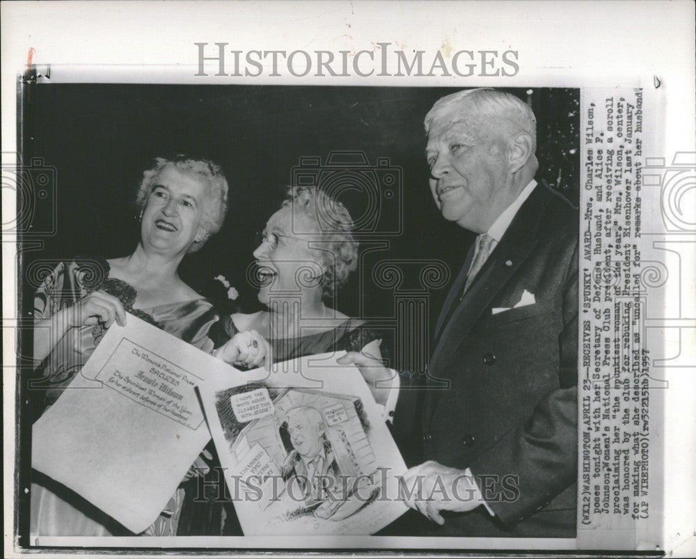 1957 Press Photo charles wilson alice johnson - Historic Images