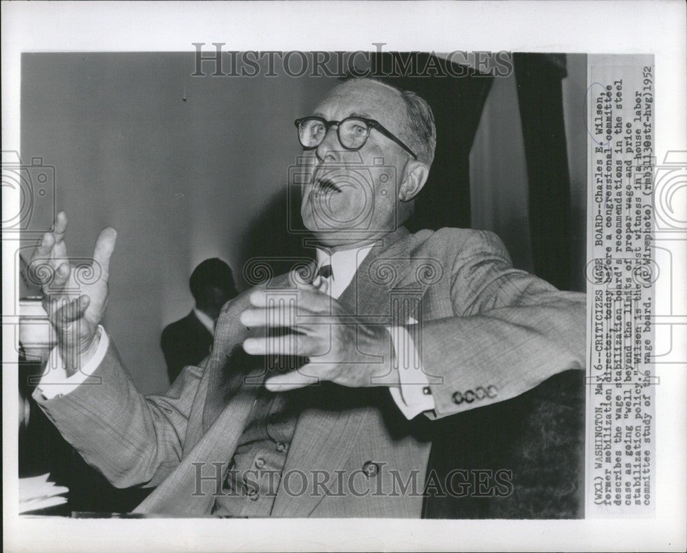 1952 Press Photo Charles E Wilson - Historic Images