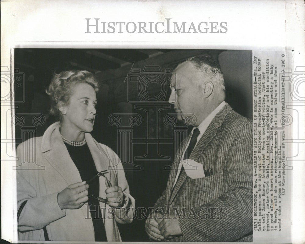 1960 Press Photo Mrs. Kay Gable James Bacon writer film - Historic Images