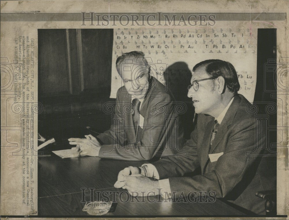 1974 Press Photo Glen Seaborg Albert Ghiorso Chemists - Historic Images